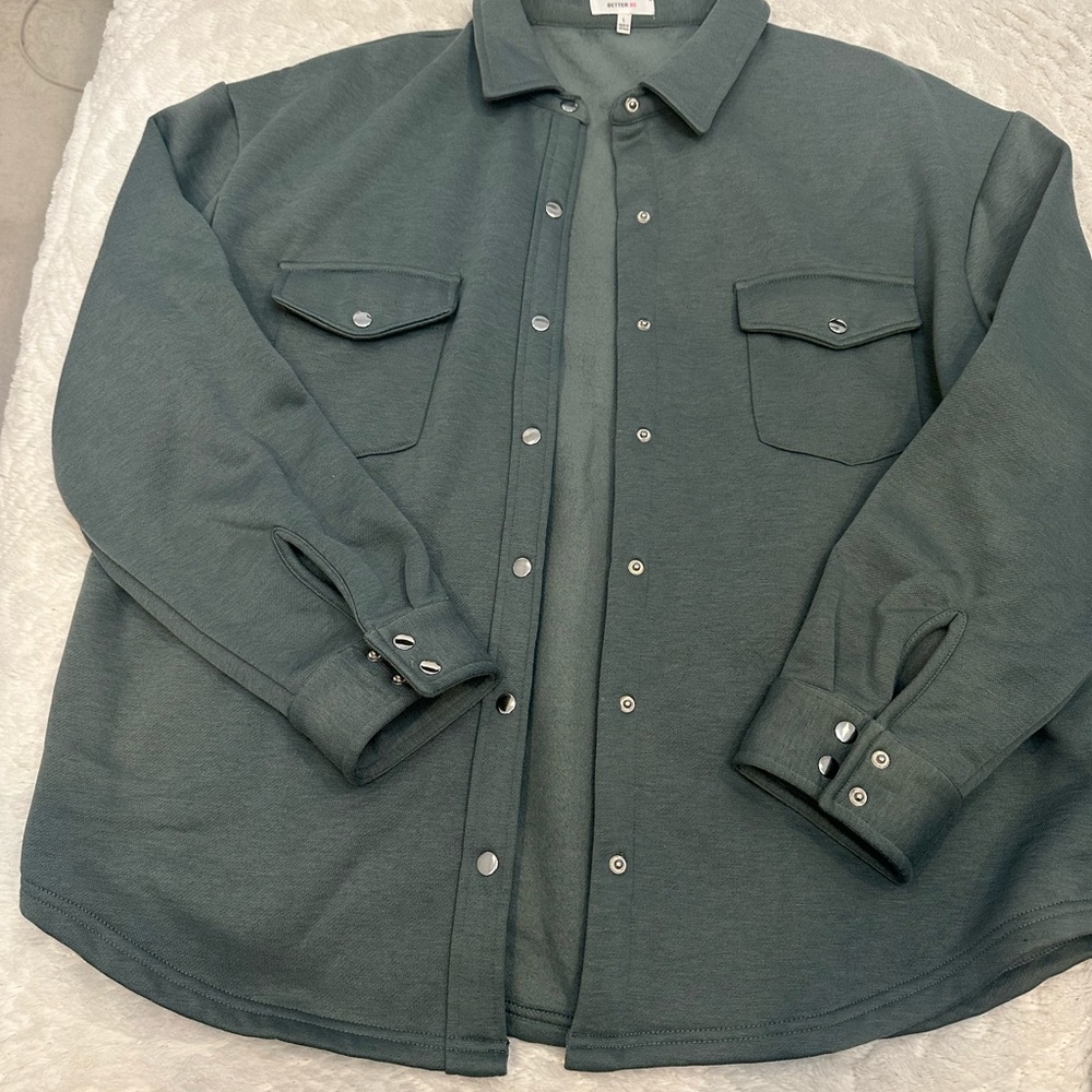 Green Shacket With Matching Joggers Two Piece Set - image 1